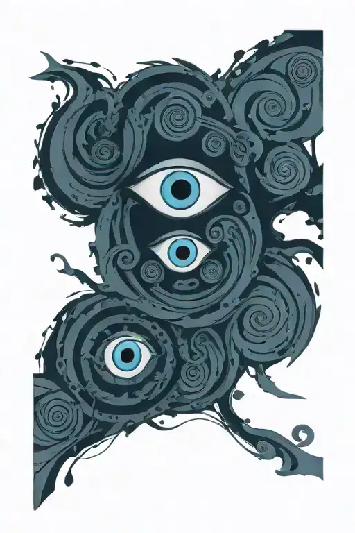 Triple Spiral Evil Eye Symbol Integrated