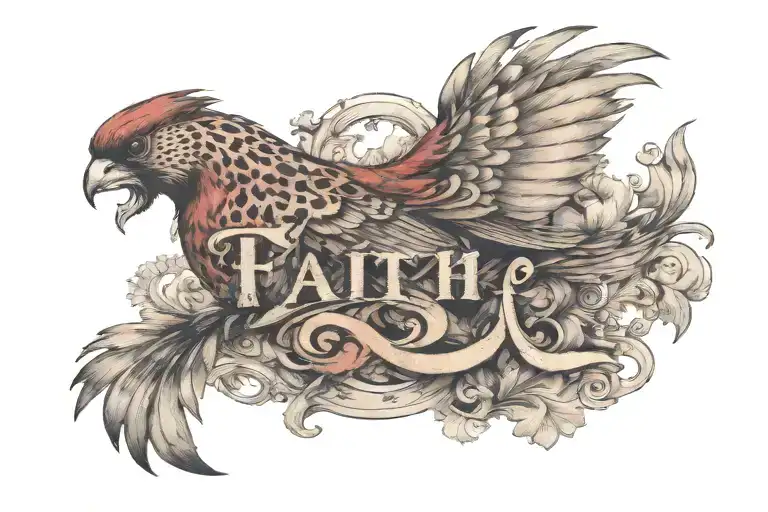 Faith Written Out With A Cardinal And Leapord Print