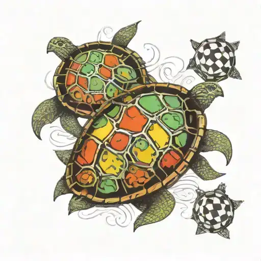 Turtle Lovers With 20 Sided Dice For Shells