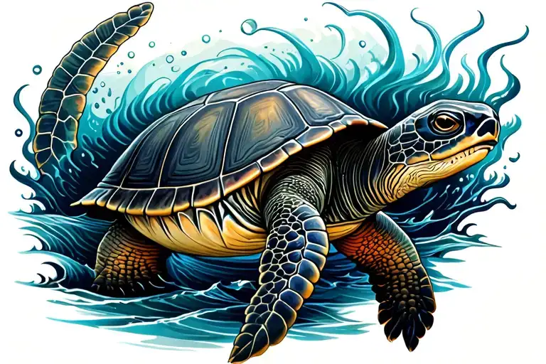 Turtle Coming Out Of The Sea