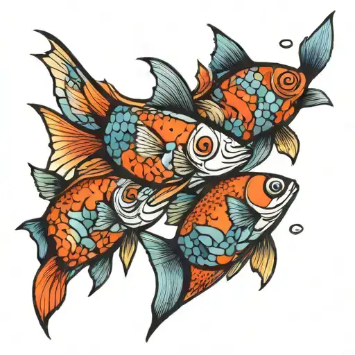 Three Fish Swimming Gracefully