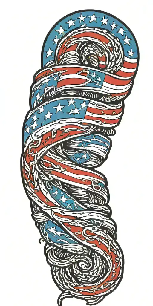 American Flag Waving Military Tattoo With The Phrase Don't Tread On Me