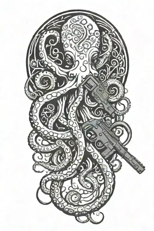 Octopus Holding Rifle