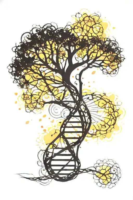 Dna Chain And Tree Silhouette Incorporated Somehow