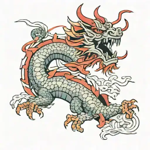 A Traditional Japanese Dragon Intertwined With Elements Of Banking Symbols