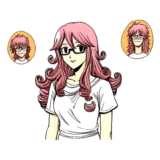 Curly Pink Hair Guy With Glasses