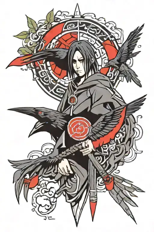 Itachi Uchiha Kunai Sharingan Crows