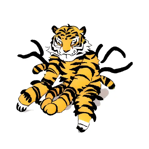 A Tiger And A Scorpion Intertwined In A Nature-inspired Pattern