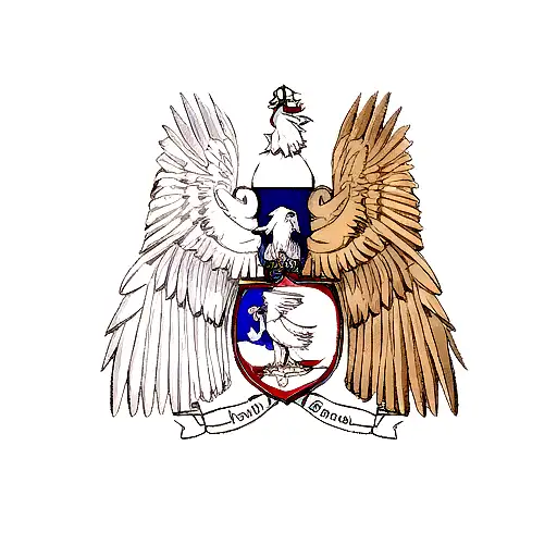 A Minimalist Tattoo Of A French Cockerel And A Polish Royal Eagle Facing Each Other