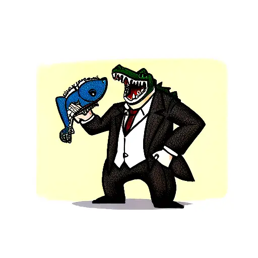 Gangster Crocodile Holding A Golf Club Over