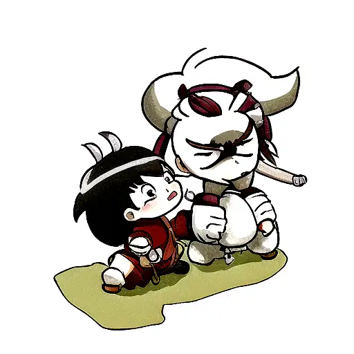 Momo And Appa From Avatar The Last Airbender Fighting With Samurai Customs
