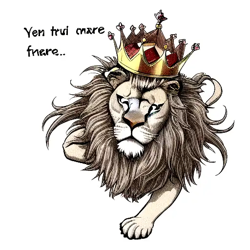 Scared Lion With Crown