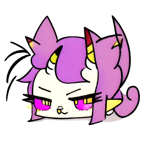 A Cat With Horns And Gems Around It With Purple Highlights