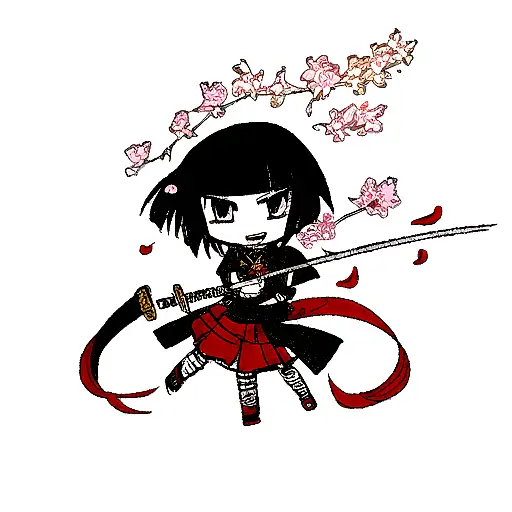 Katana With Flames And Flowers