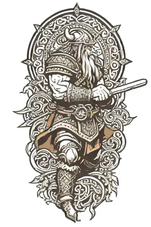 Viking Fighting With Hammer