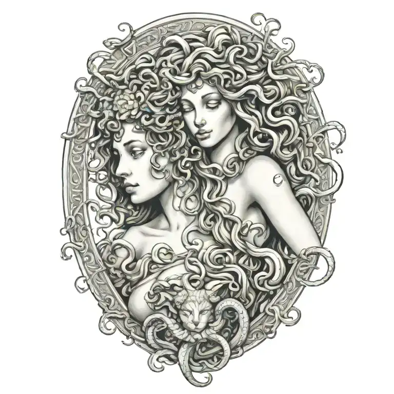 Medusa Greek Goddess Petrifying A Peasant