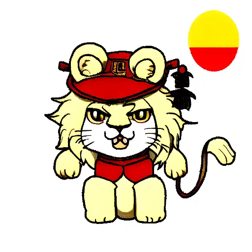Lion Wearing Chinese Lion Dragon Hat Cute