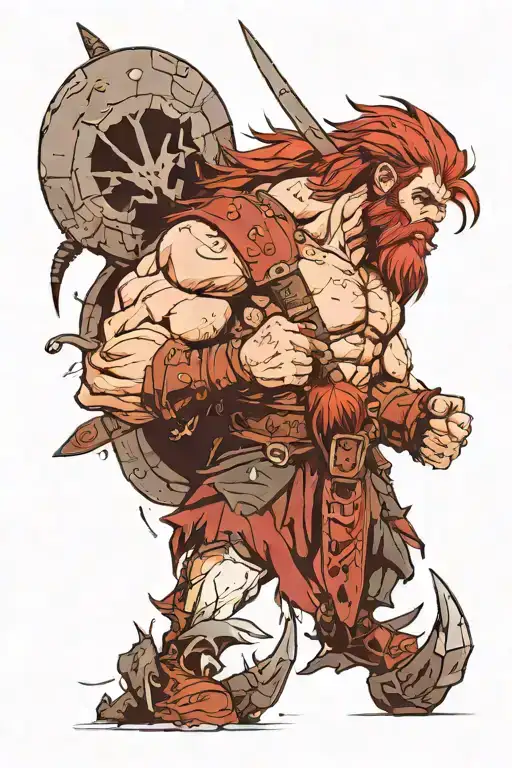 Red Haired And Red Bearded Barbarian