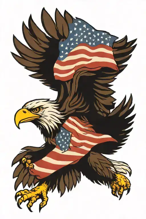 Bald Eagle Marching American Flag Drinking Beer Bottle