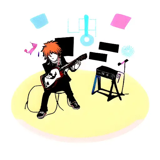 Dj And Guitar With Notes Symbols