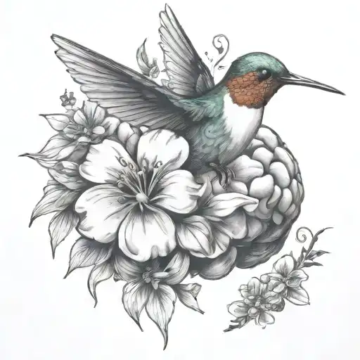 Brain With Flowers Hummingbird