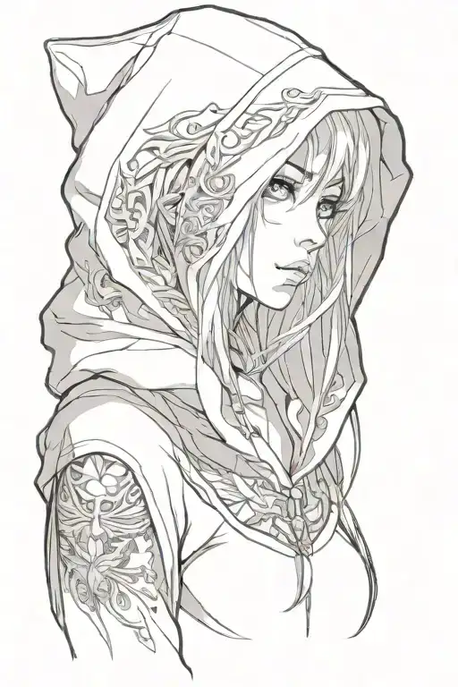 Beautiful Young Woman Hooded