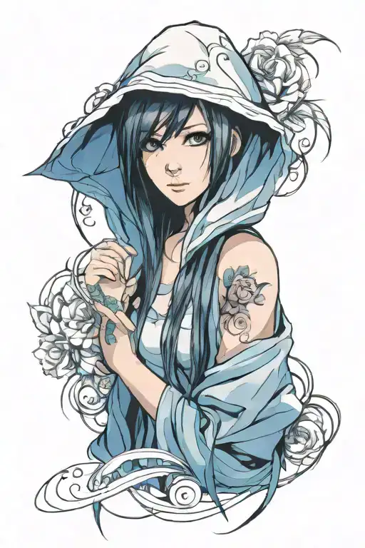 Beautiful Young Woman Face Hooded