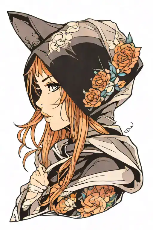 Beautiful Young Woman Face Hooded