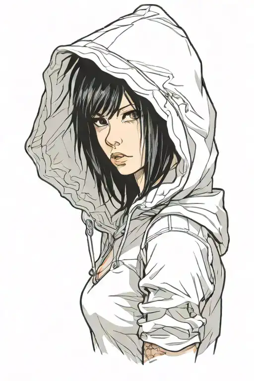 Beautiful Young Woman Hooded