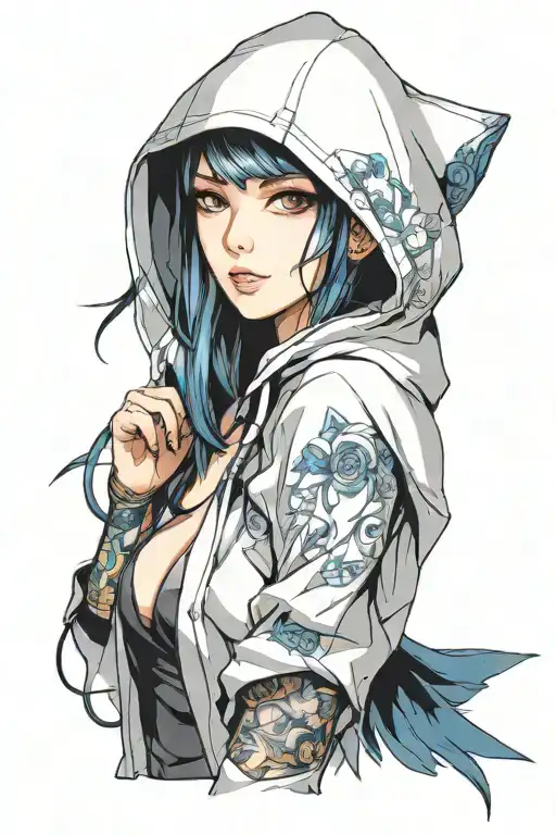 Beautiful Young Woman Face Hooded