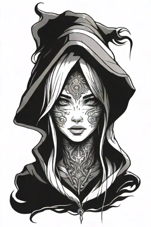 Beautiful Young Woman Face Hooded