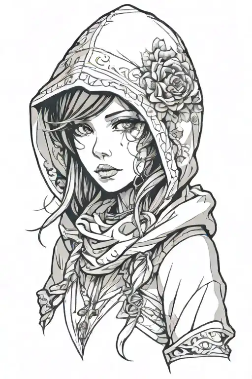 Beautiful Young Woman Face Hooded