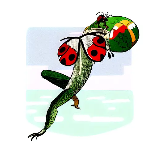 Iguana And Ladybug