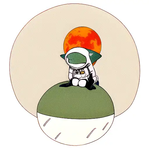 Alien Sitting On The Moon