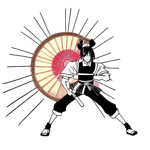 Samurai With Rising Sun