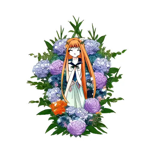 Gemini Sign With Counch Shell And Flowers