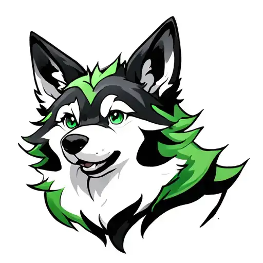 Green And Black Wolf Cub