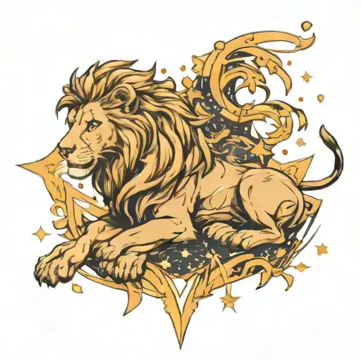 Leo Lion And Stars Forming