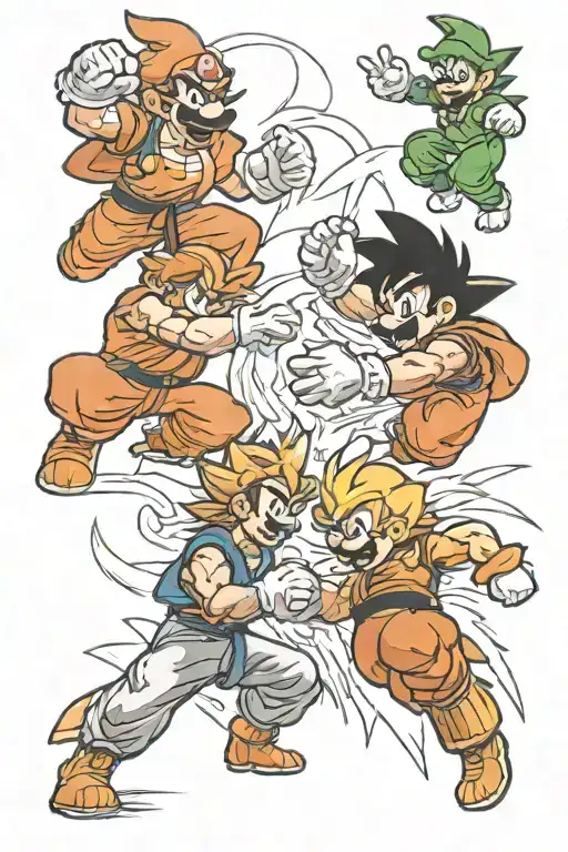 Super Mario Fight Scene Goku Dragon Ball