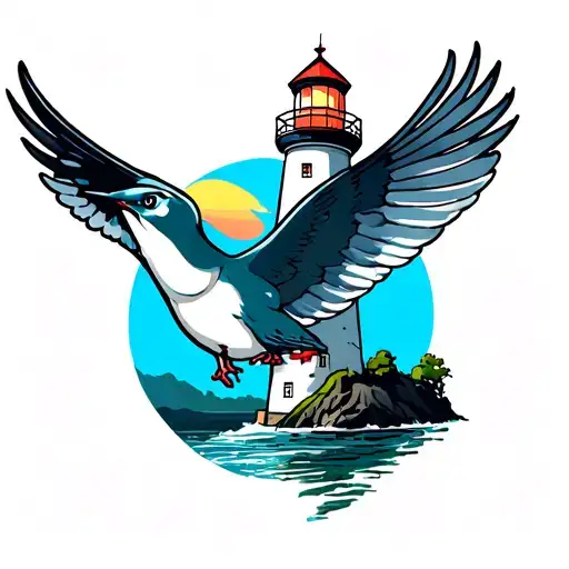 Swallow Over The Lighthouse