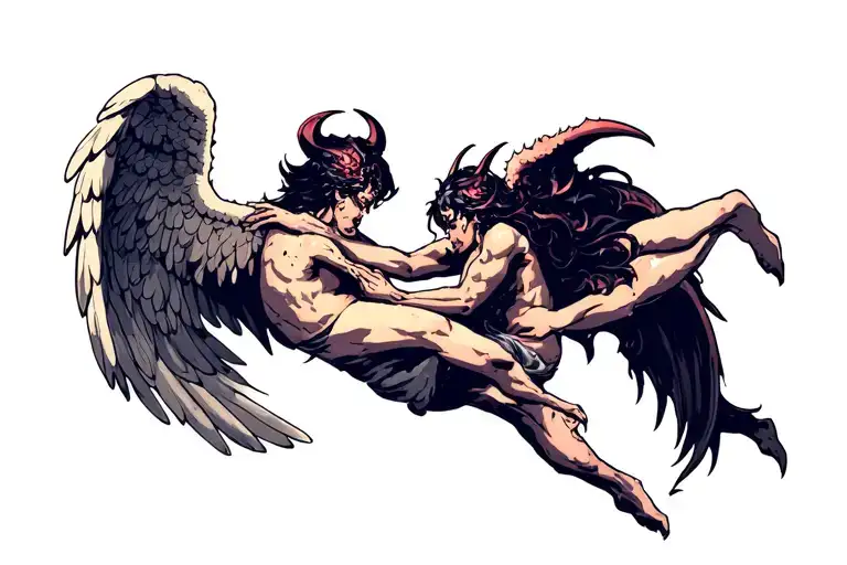 Demon Holding Angel Down