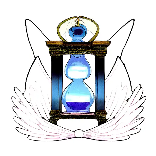 The Hourglass With A Demon Wing And An Angel Wing