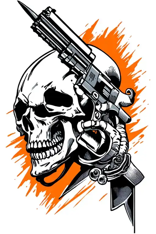 Skull With Gun Pointed To His Head