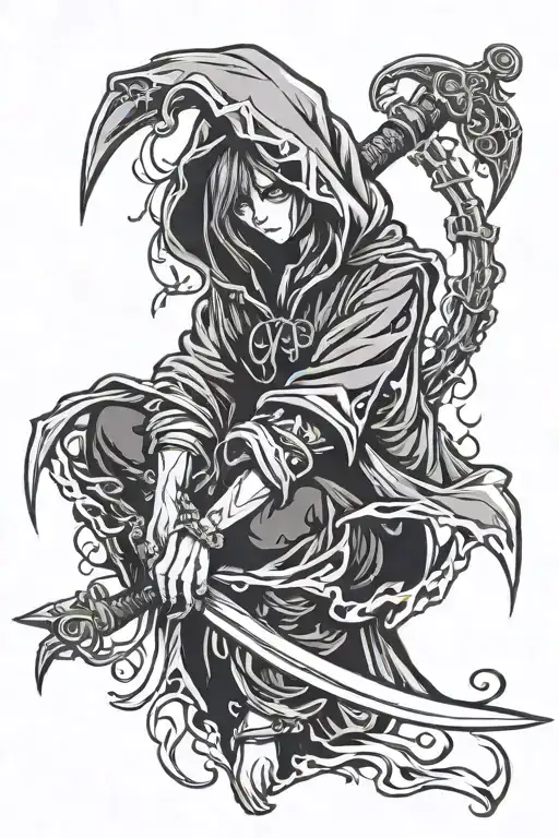 Hooded Grim Reaper Girl