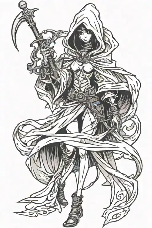 Hooded Grim Reaper Girl