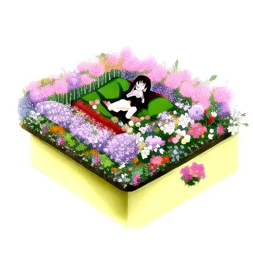 Robin In A Bed Of Flowers