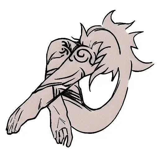 Black And White Sleeve Tattoo With Gemoetry Transitioning In To Flames