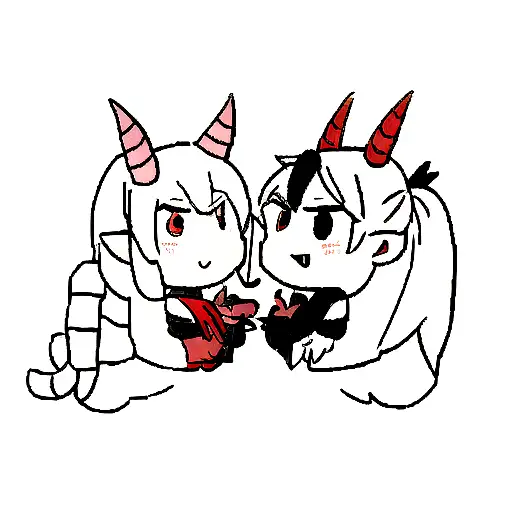 Dragon And 2 Demons With 1 Horn Each One Black One White