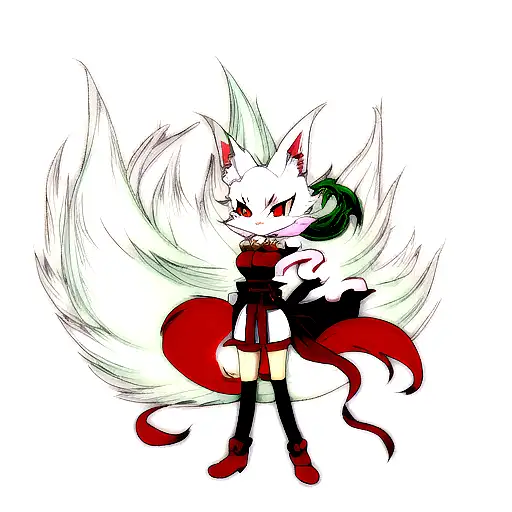 Kitsune Fox Lady With Dragon