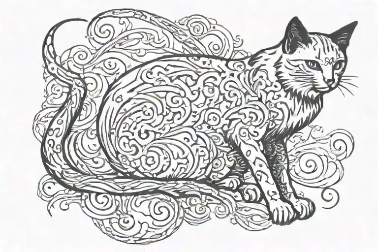 A Cursive L That Is Also A Silhoutte Of A Cat Sitting